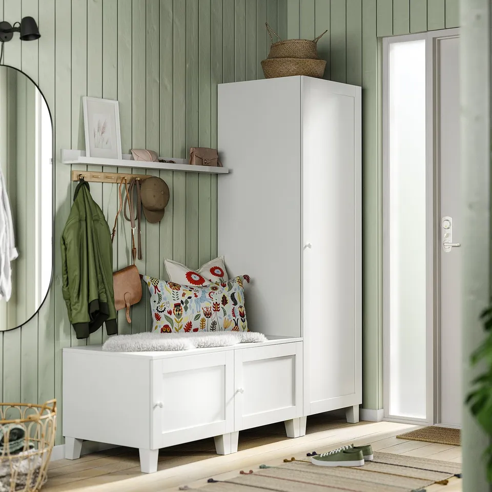 PLATSA Wardrobe with 3 doors, white/Sannidal white, 180x57x191 cm