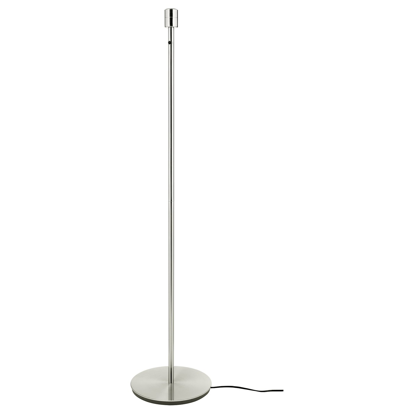 RINGSTA floor lamp: sleek nickel base, flat white shade, minimalist design.