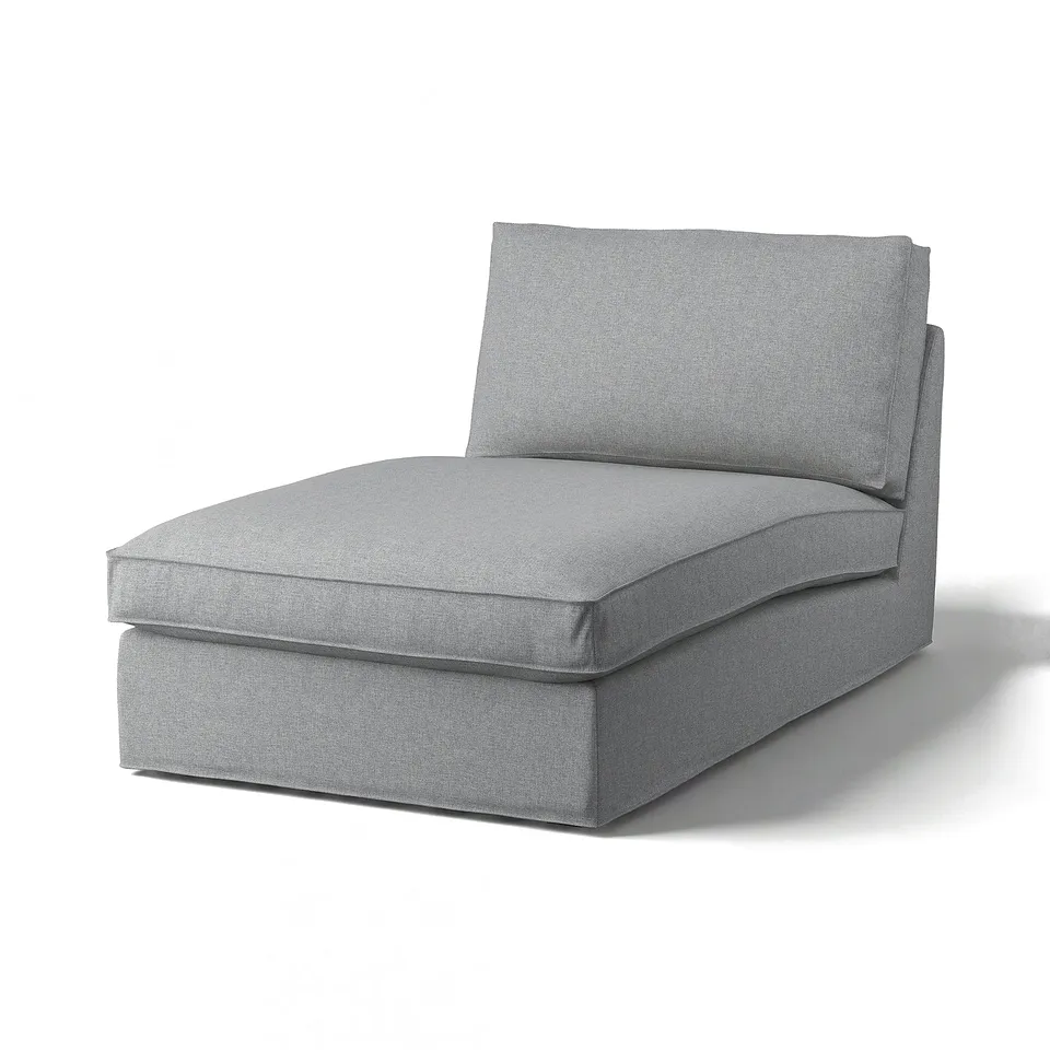 KIVIK grey chaise, modern minimalist design, padded for comfort.