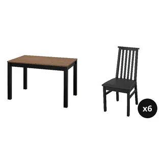 ÅLHULT set: extendable table + chair x6