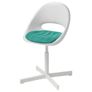 LOBERGET / SIBBEN children's desk chair with pad, white/turquoise, Width 56 x Depth 56 cm