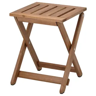 NÄMMARÖ stool, outdoor, foldable/light brown stained, 37x45 cm