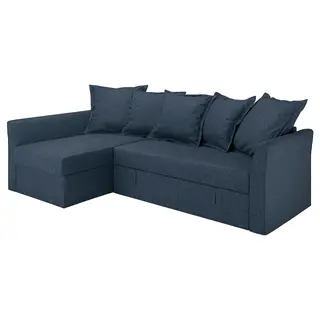 HOLMSUND corner sofa-bed, Kilanda dark blue, Width 230 x Depth 90 cm