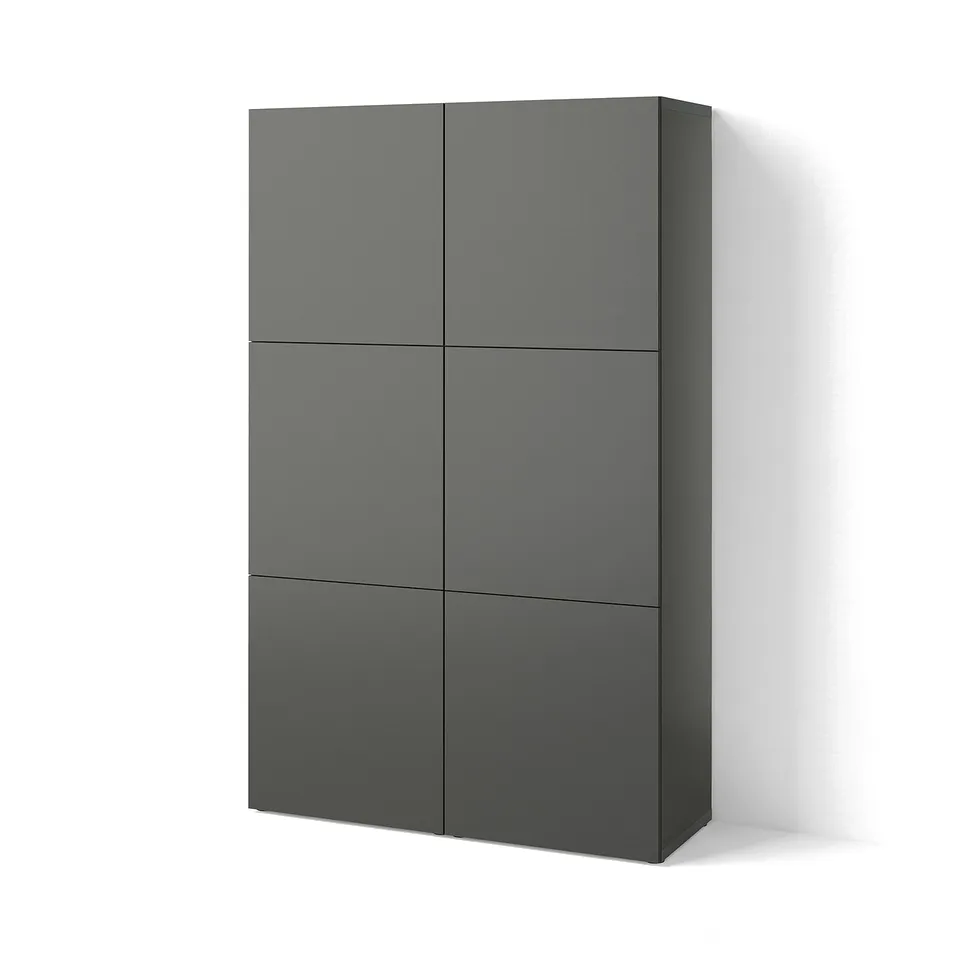 BESTÅ Storage combination with doors, dark grey/Lappviken dark grey, 120x42x193 cm