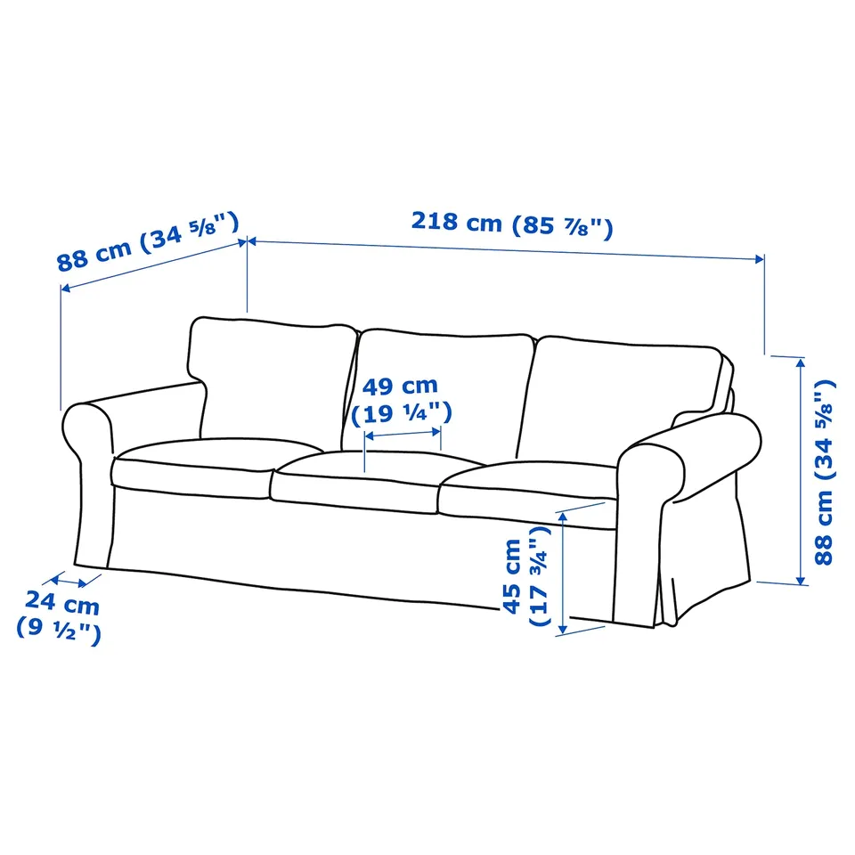 EKTORP 3-seat sofa, Kilanda dark blue