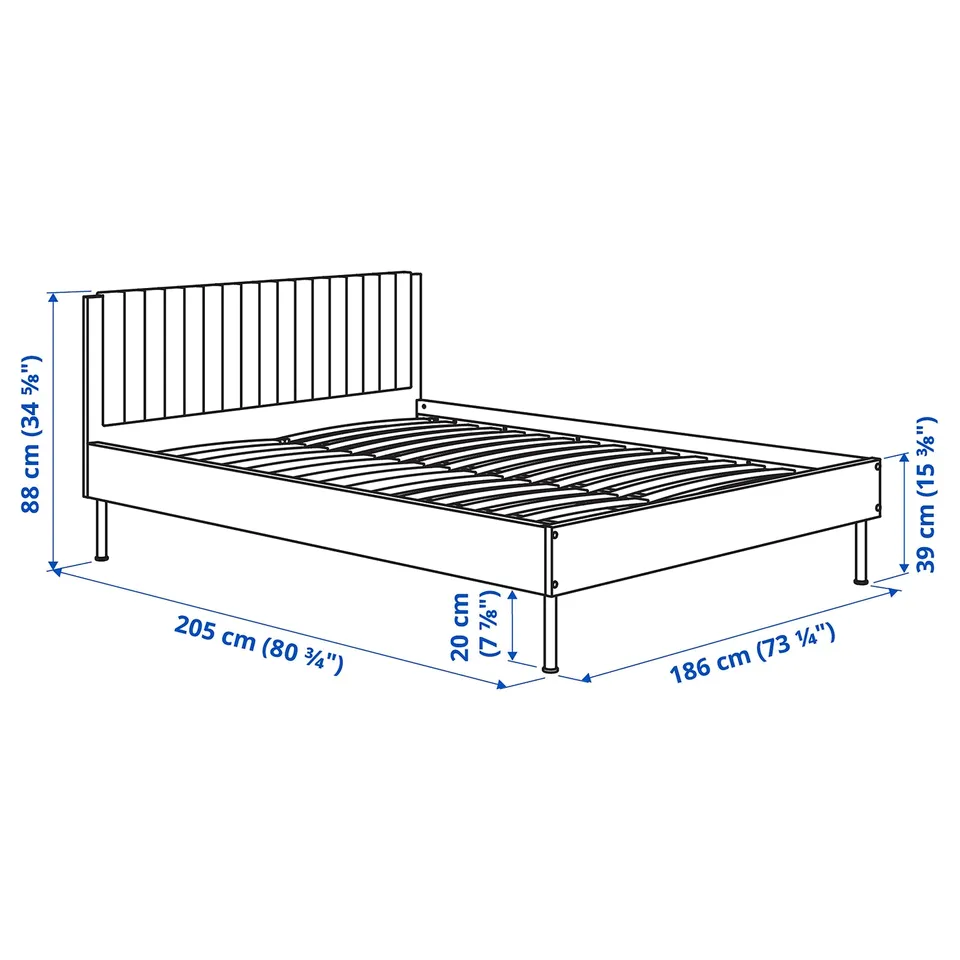 part: BRUKSVARA bed frame with 3 storage boxes