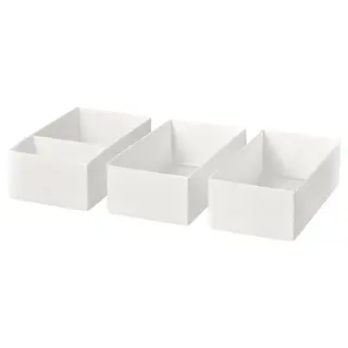 SKUBB box, set of 3, white, 20x38x12 cm