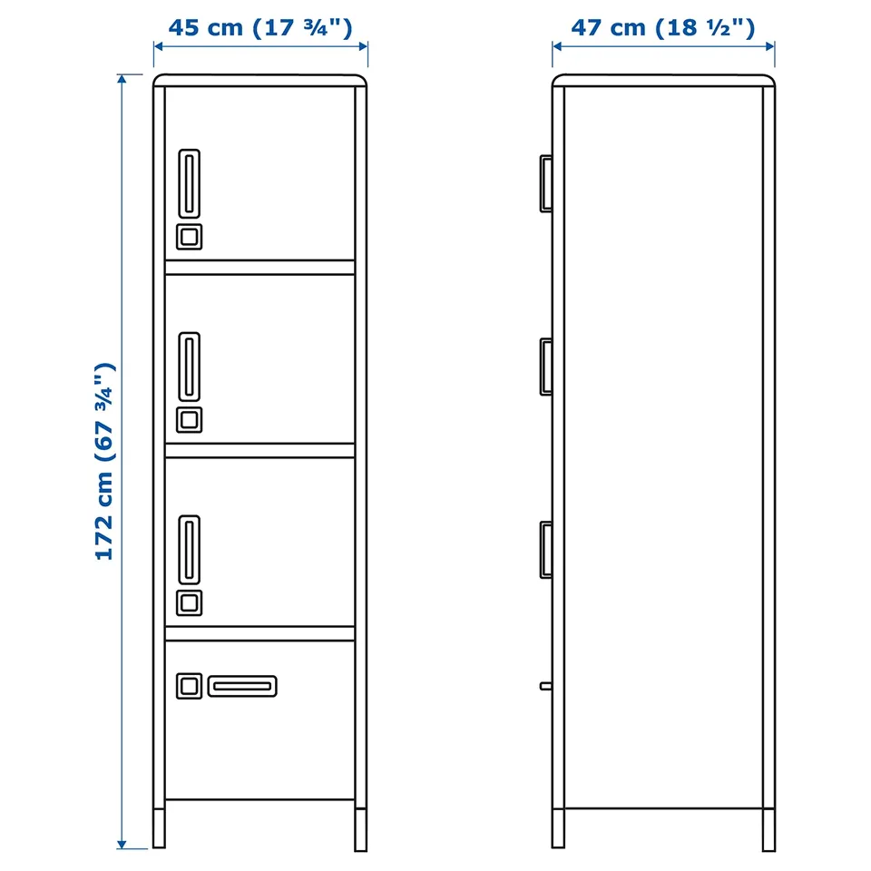 Illustration with measurements for the product: IDÅSEN.