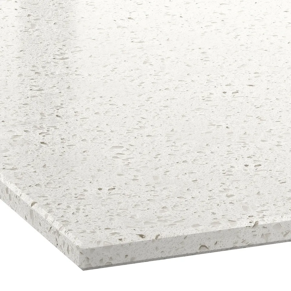 LOCKEBO Custom made worktop, off-white lively/mineral effect glass composite, 1 m²x2.0 cm