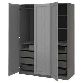 PAX / GULLABERG wardrobe combination, dark grey/grey, 150x60x201 cm
