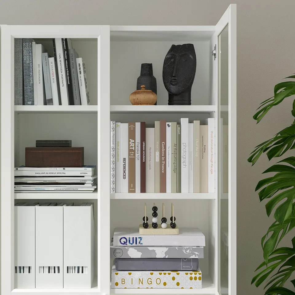 part: BILLY / OXBERG bookcase with panel/glass doors