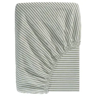 SOLFIBBLA fitted sheet, white green/stripe, 90x200 cm