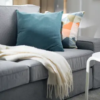 INNER/KLIPPOXEL/SANELA/SVARTHÖ set: cushion cover + cushion cover + cushion pad ×2 + throw