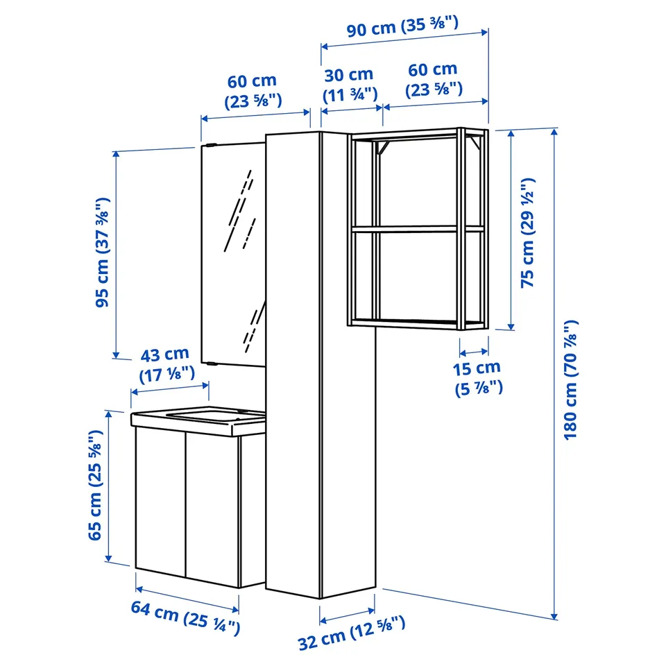 ENHET Bathroom, white, 64x43x65 cm
