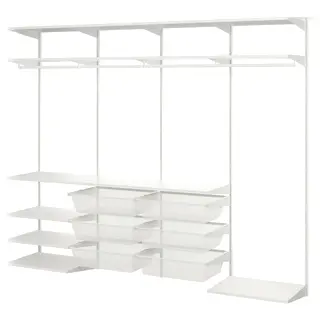 BOAXEL wardrobe combination, white, 245x40x201 cm