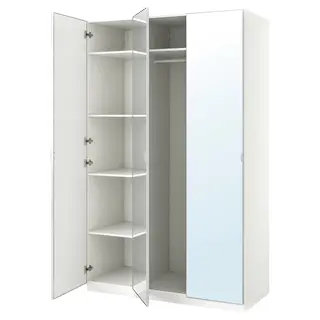PAX / ÅHEIM wardrobe combination, white/mirror glass, 150x60x236 cm