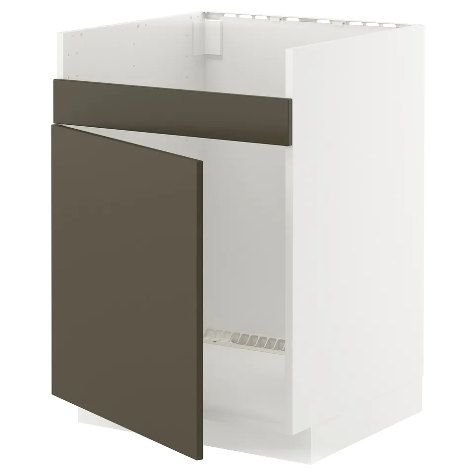 Ikea METOD kitchen cabinet, dark brown & white, modern design.