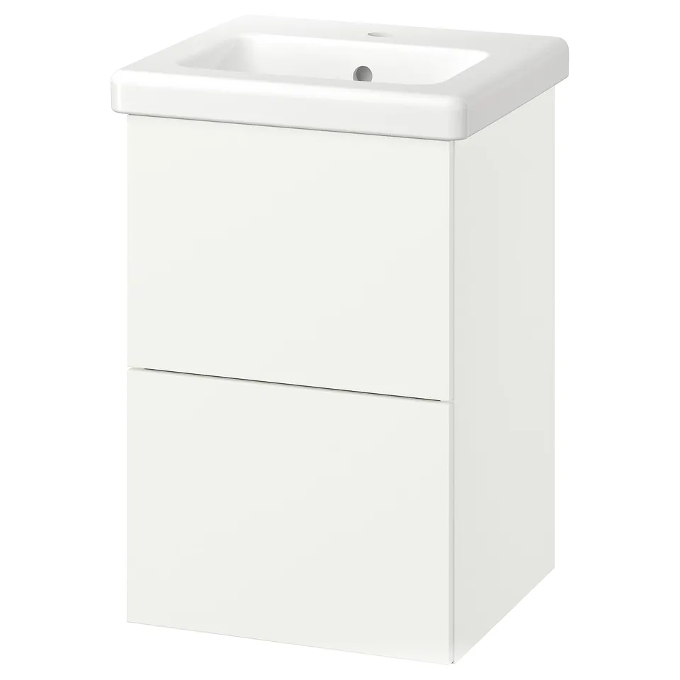 ENHET / TVÄLLEN Wash-stnd w drawers/wash-basin, white, 44x43x65 cm