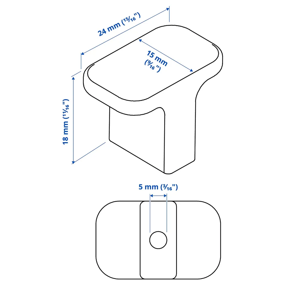 Illustration with measurements for the product: HACKÅS.