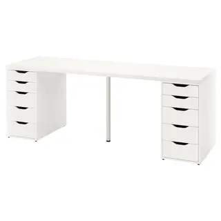 LAGKAPTEN / ALEX desk, white, 200x60 cm