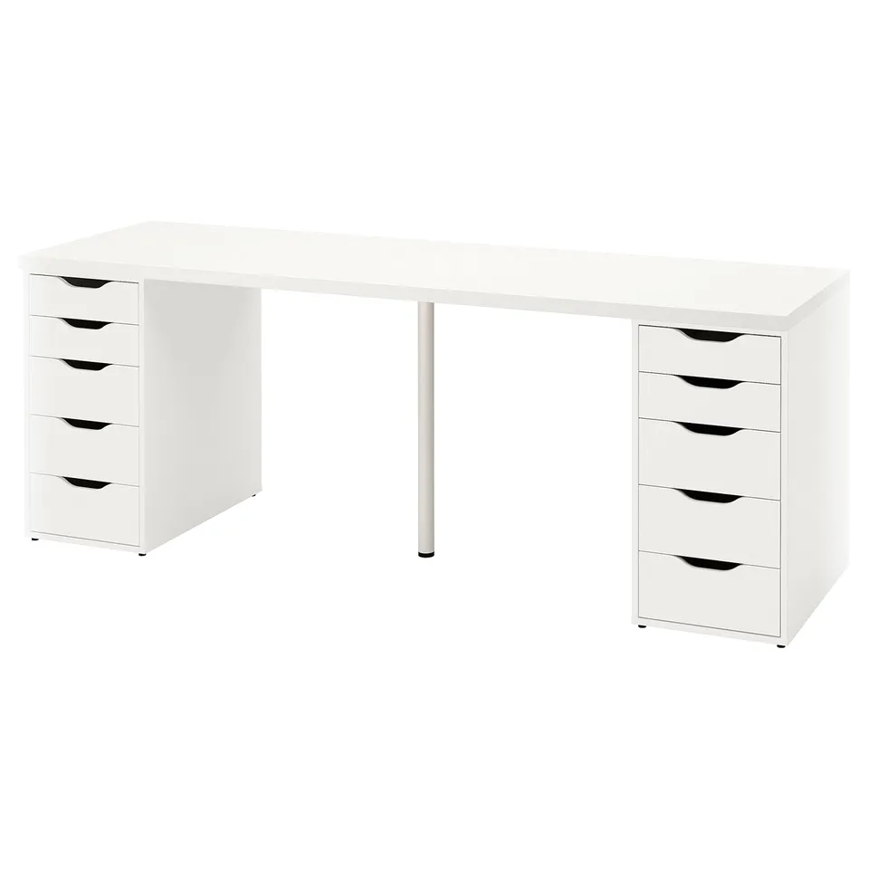 LAGKAPTEN: white desk with two 5-drawer units, sleek design, practical storage.