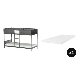 TUFFING/ÅRBERGET set: bunk bed frame + natural latex mattress x2