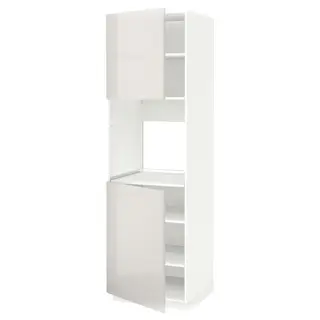 METOD high cab f oven w 2 doors/shelves, white/Ringhult light grey, 60x60x200 cm