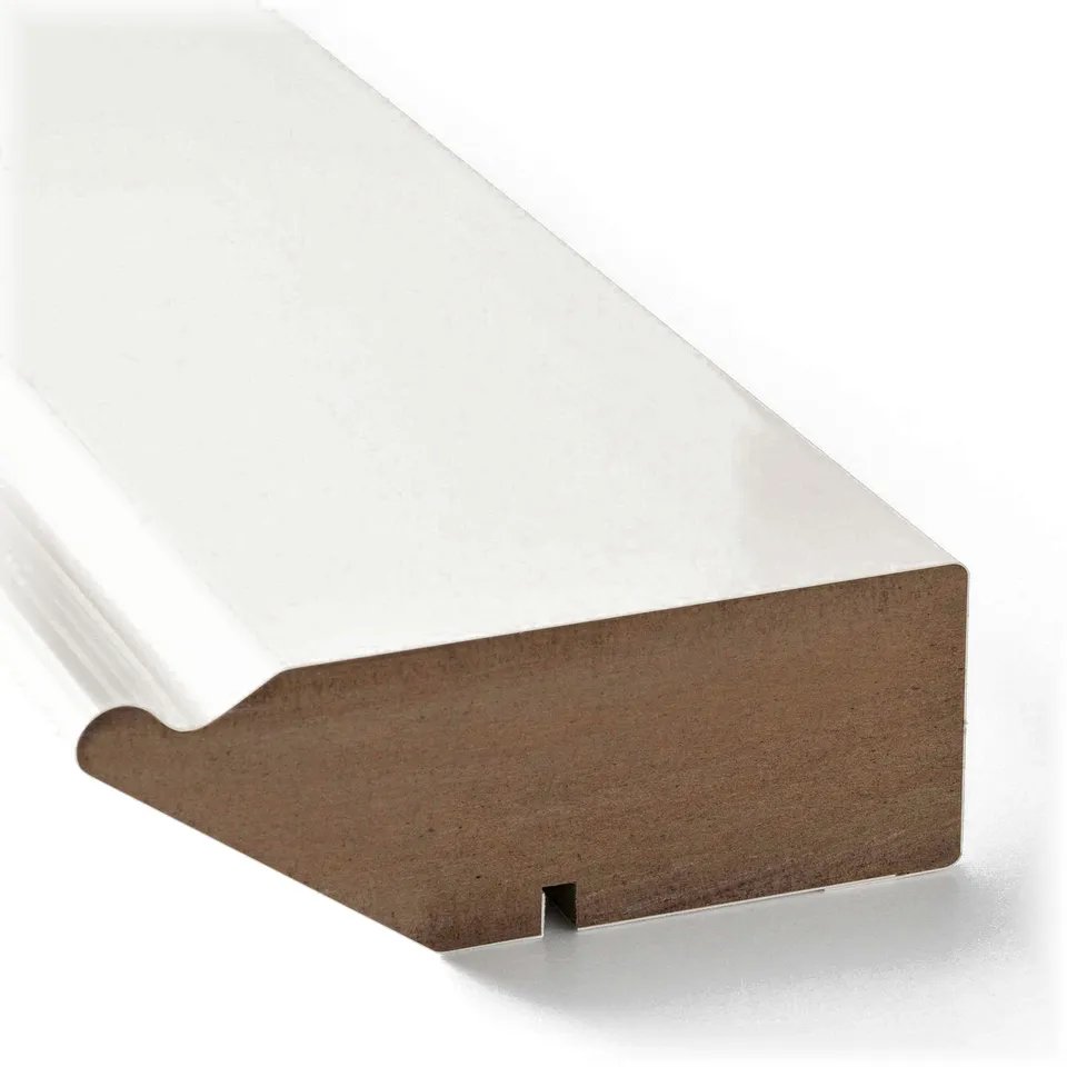 White kitchen plinth with smooth finish, sturdy build, visible edge detail, set against a plain background.