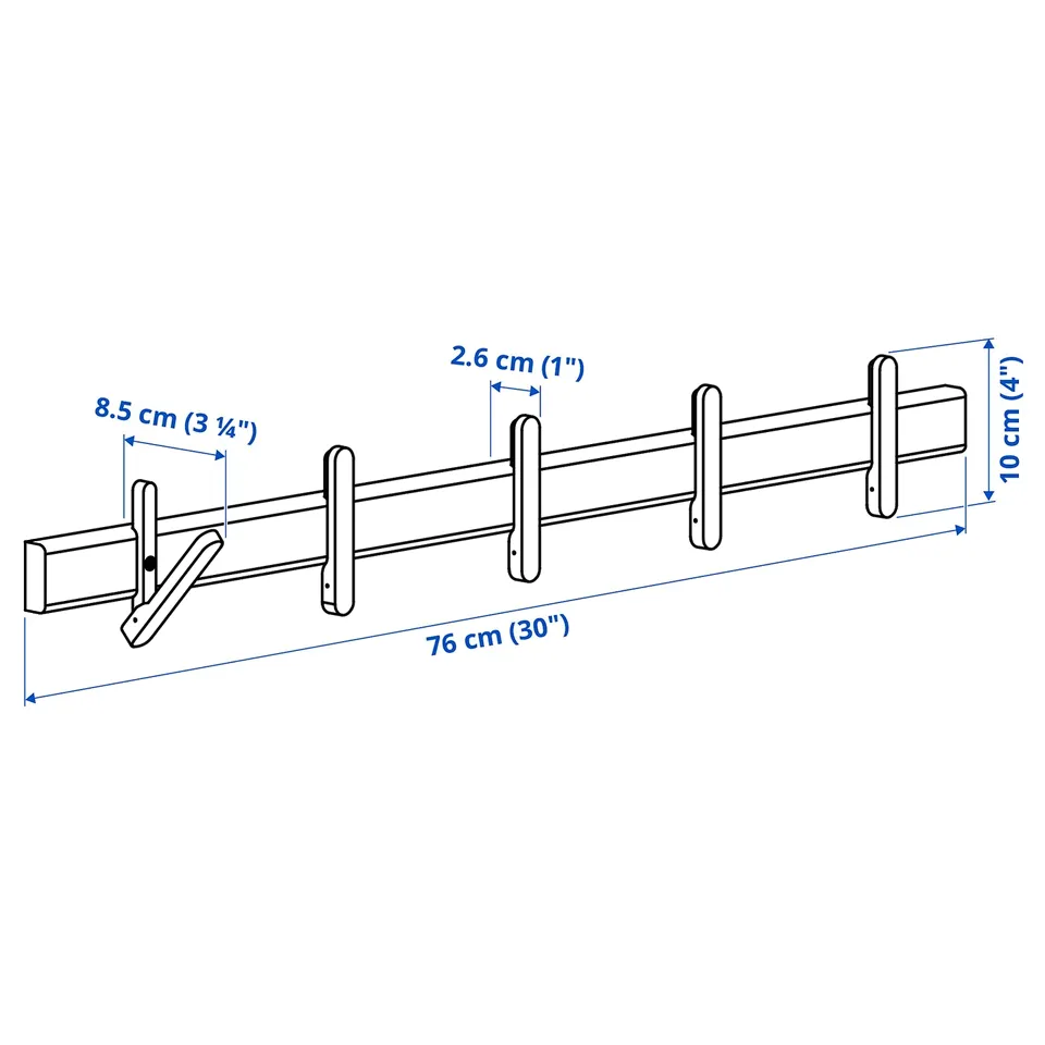 IKEA PS 2026 Rack with 5 hooks, solid birch