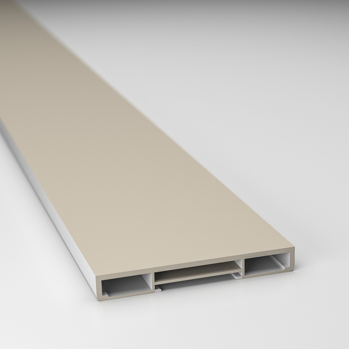 Beige kitchen plinth with smooth finish and clean edges, good quality and craftsmanship.