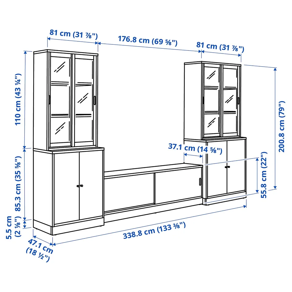 Illustration with measurements for the product: TONSTAD.