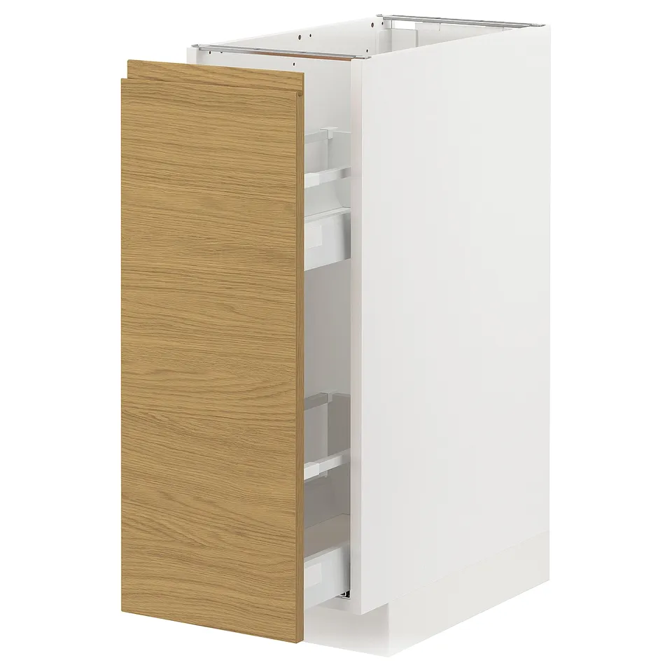 METOD kitchen unit - white with oak door - minimalist design.