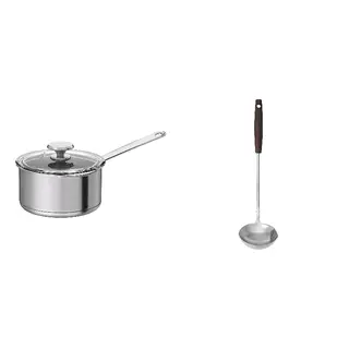 pot + ladle set: saucepan with lid + ladle with separator