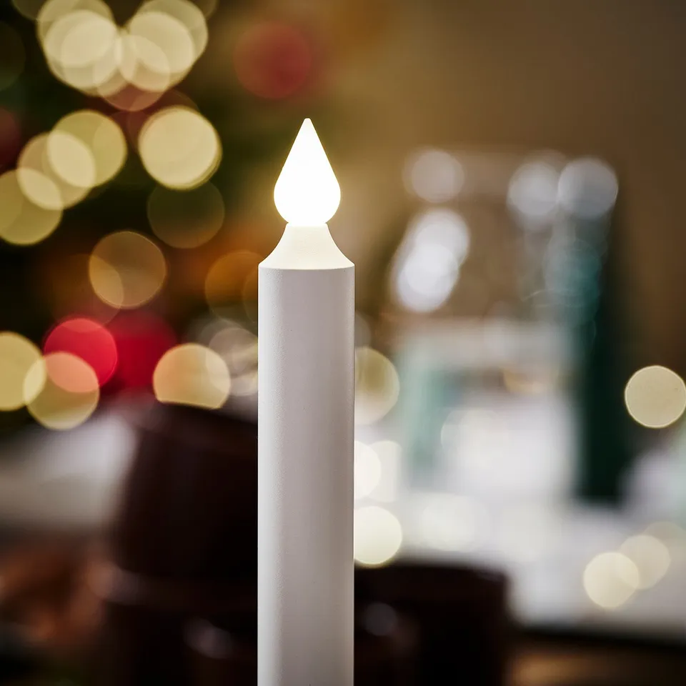 STRÅLA LED candle, battery-operated/wood black