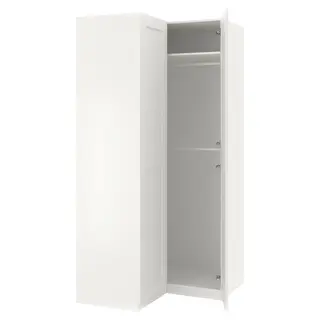 PAX / GRIMO corner wardrobe, white/white, 110/110x236 cm
