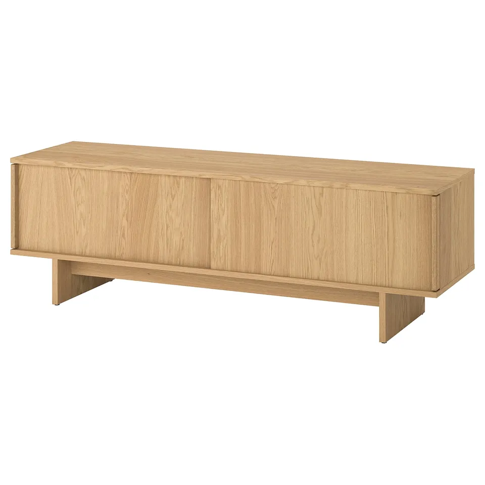STOCKHOLM 2025 tv bench, light oak, rectangle, sliding doors, adjustable feet.