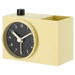 ÖKENMARSVIN alarm clock, yellow, 11x6x9 cm