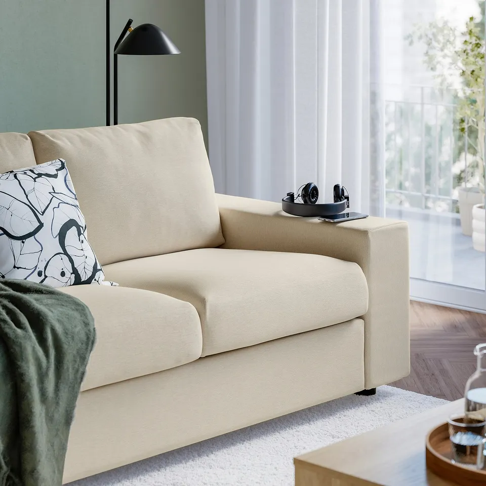 VIMLE 3-seat sofa, with wide armrests/Knäbäck light beige