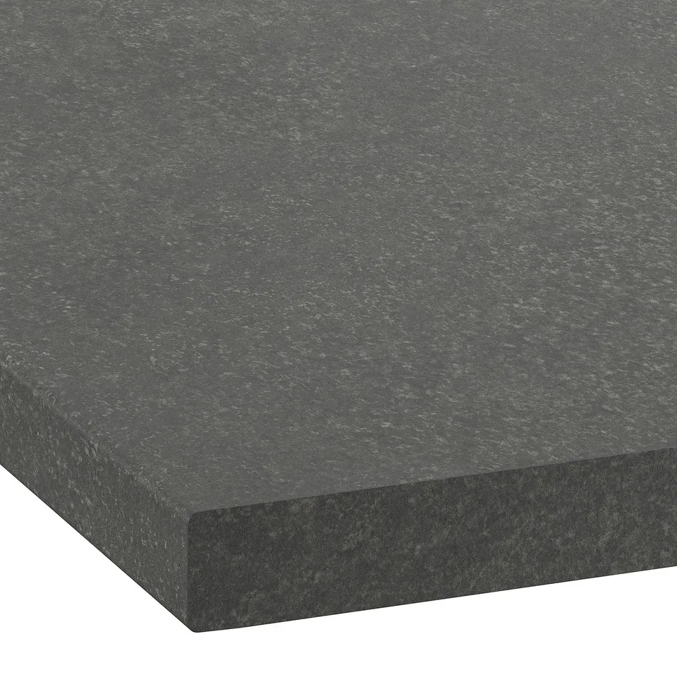 Dark speckled countertop, sleek and durable.