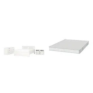 SONGESAND/BRUKSVARA Bed with 16cm thick mattress, pocket sprung, foam, extra firm