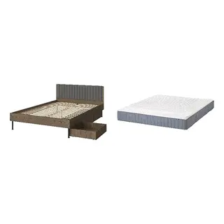 BRUKSVARA/VALEVÅG Bed with 24cm thick mattress, pocket sprung, foam,5 comfort zones, extra firm