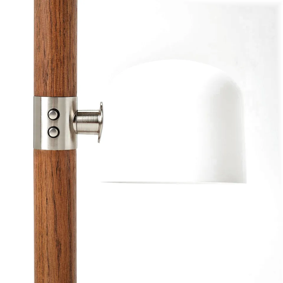 MOSSPLYM Floor uplighter/reading lamp, opal white glass/dark brown oak, 180 cm