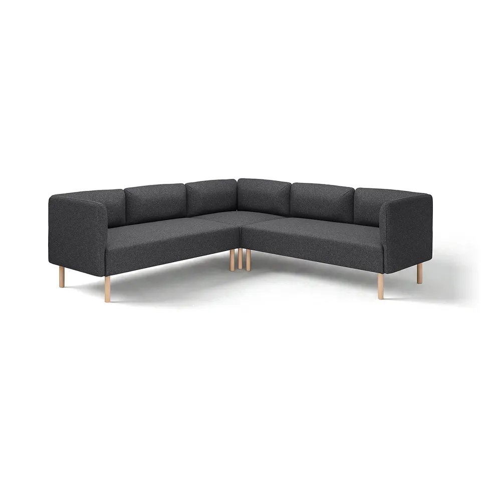 Dark grey LILLEHEM modular sofa with wooden legs, modern design.
