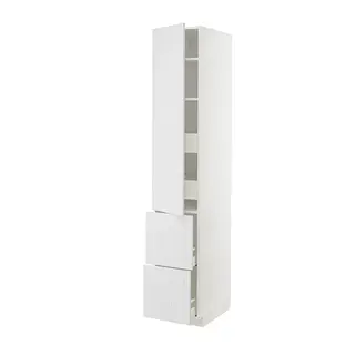 METOD / MAXIMERA hi cab w shlvs/4 drawers/dr/2 frnts, white/Stensund white, 40x60x220 cm