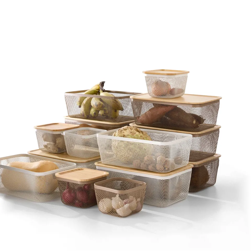 IKEA 365+ Food storage basket, metal/light grey-brown, 30x20x11 cm