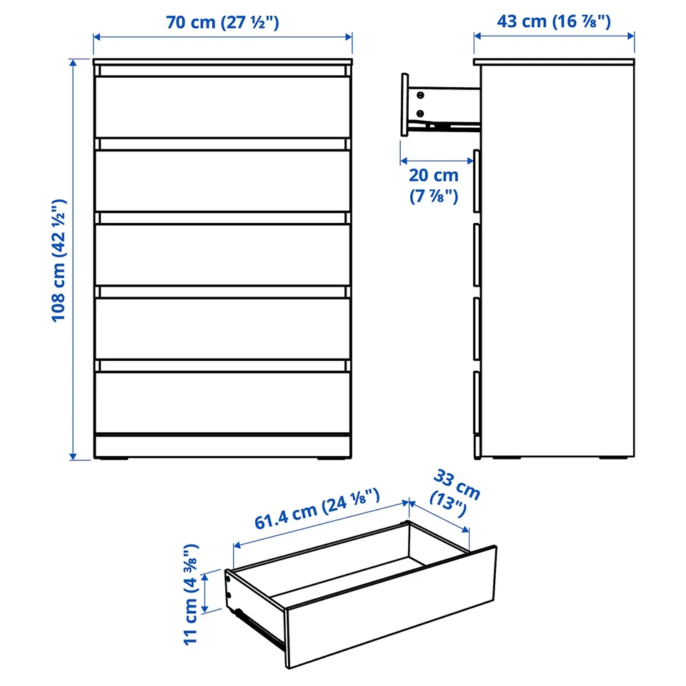 part: LILLBERGET chest of 5 drawers