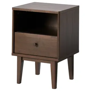 LUMMEMÅLA bedside table, dark brown rubberwood, Height 50 x Width 40 x Depth 35 cm