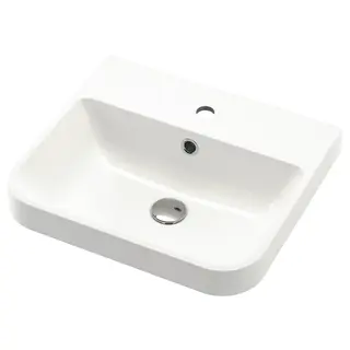 BACKSJÖN semi-recessed wash-basin, white, 50x43 cm