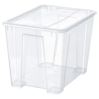 SAMLA box with lid, transparent, 39x28x28 cm/22 l