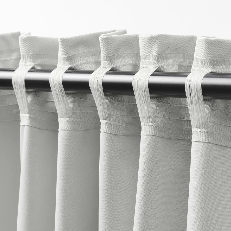 KORGMOTT Block-out curtains, 1 pair, white/with heading tape, 145x250 cm